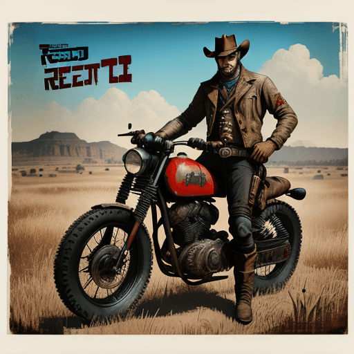 AI generated: Create an avant-garde reimagining of the iconic movie poster for red dead redemption II but with mot...