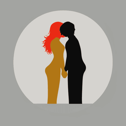 AI generated: MInimalist vector image of two people huging each other, one behind the other, with a color palette ...