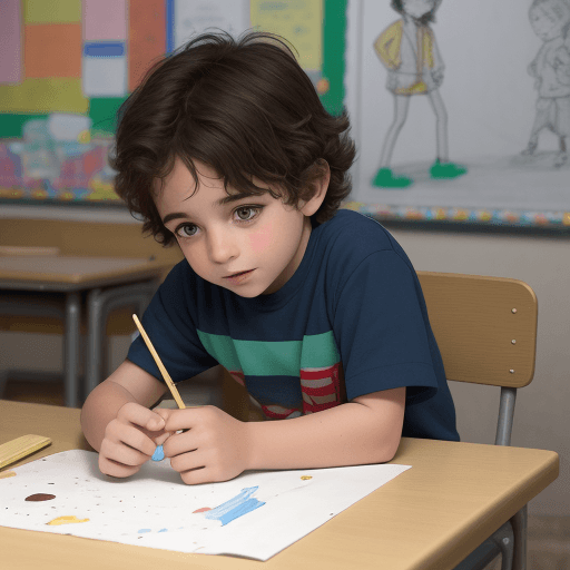 AI generated: Un adulto y un niño con TDAH. En una reunión y el niño en la escuela. Obra de arte simétrica, alta r...