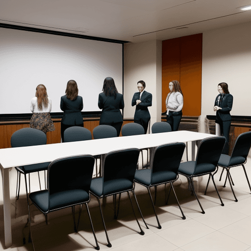AI generated: Genera una imagen que represente un equipo de cinco personas (tres mujeres y dos hombres) sentados a...