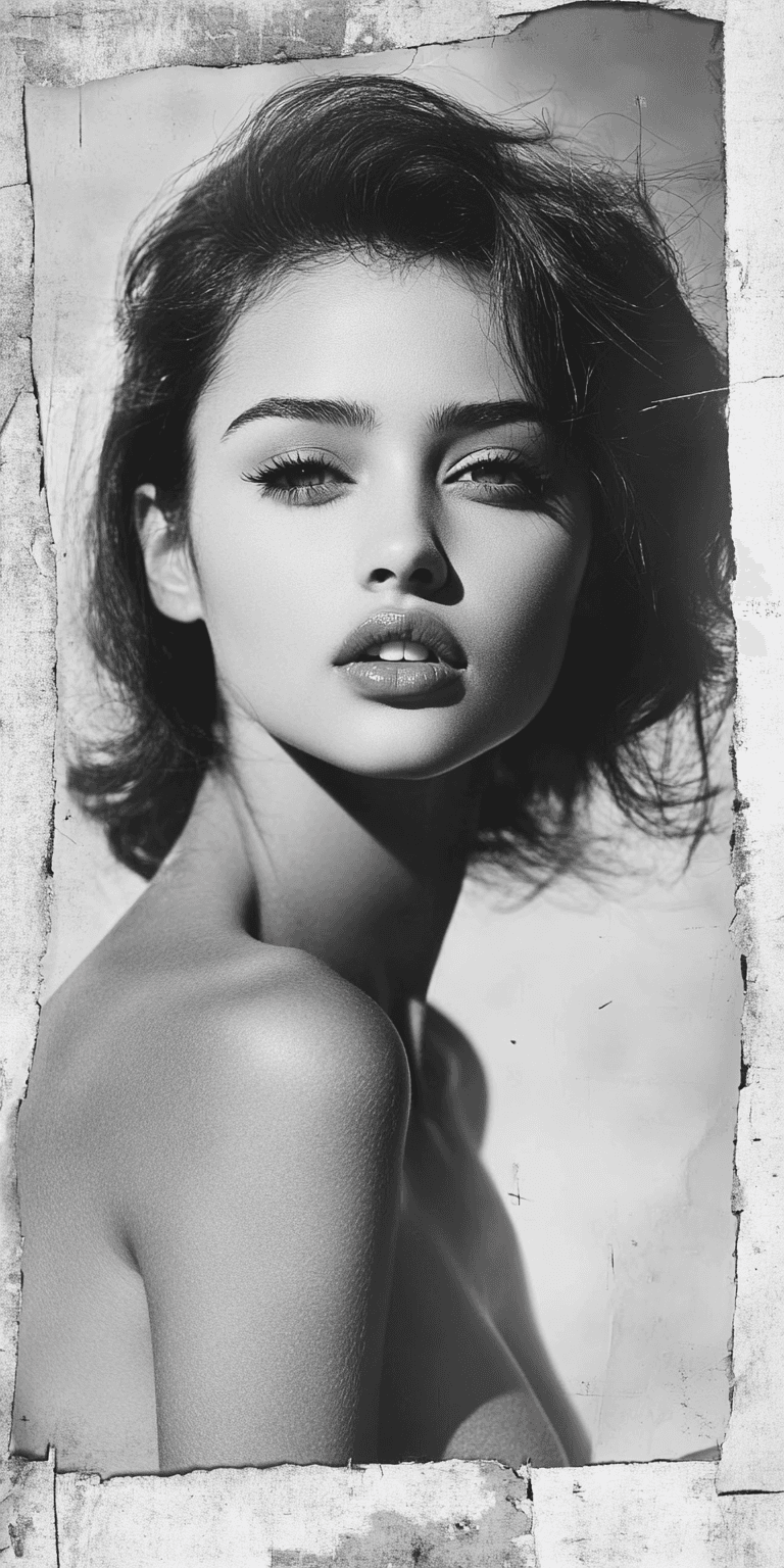 AI generated: a black and white photo of a woman, in the style of retro photographs --ar 1:2 --personalize yruxpc2...