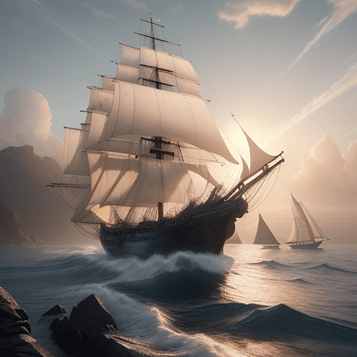 AI generated: Photo of a ultra realistic sailing ship, dramatic light, pale sunrise, cinematic lighting, battered,...