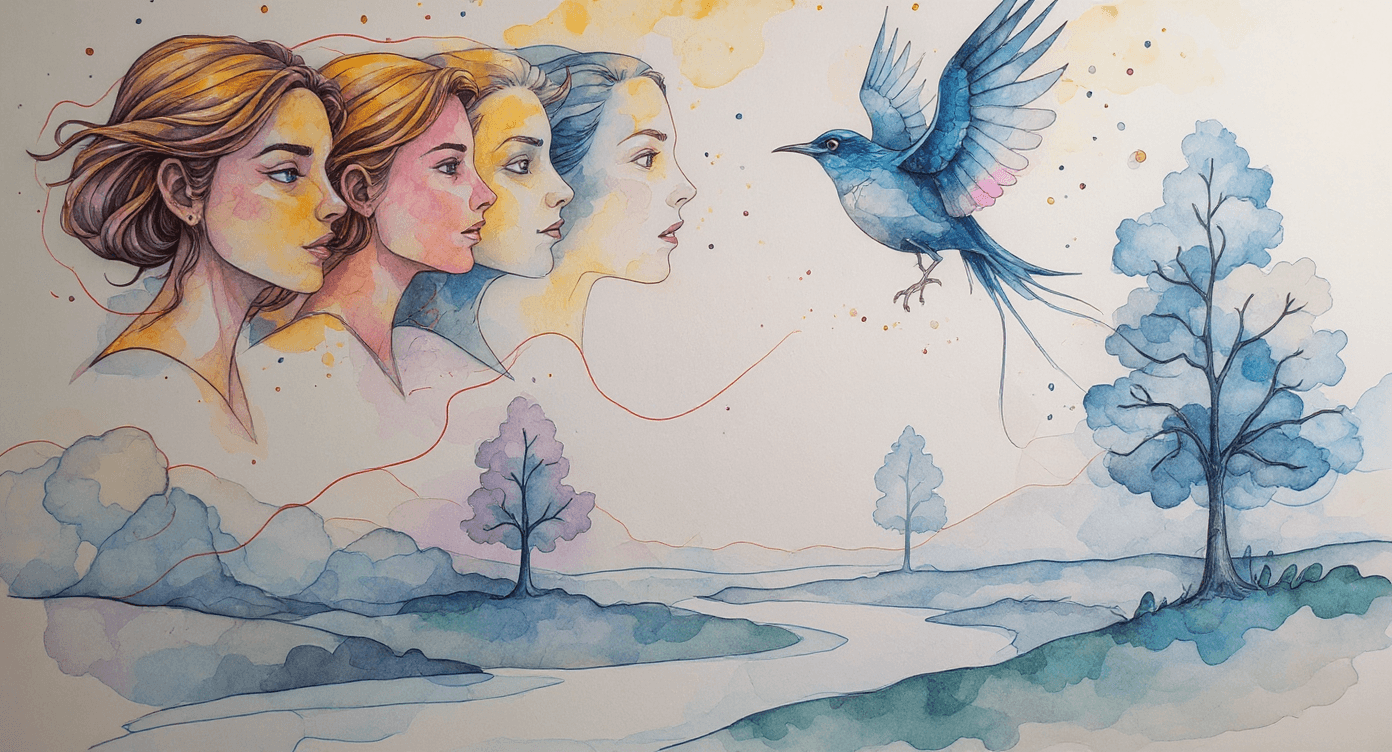 AI generated: A delicate watercolor dreamscape where emotion and geometry dance with nature:  

**The Floating F...