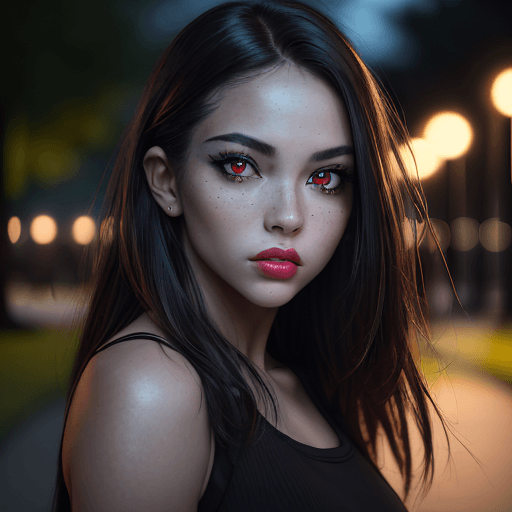 AI generated:  (masterpiece, RAW photo), portrait photo of a trendy beautiful girl casually standing in a park at ...