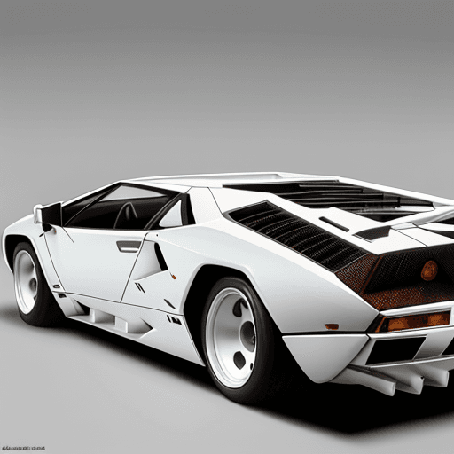 AI generated: realistic picture of lowered white lamborghini countach