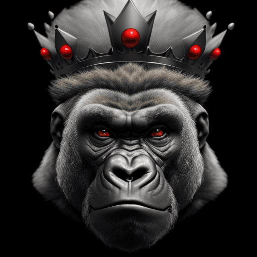 AI generated: an 8k resolution image of a grey-toned gorilla face in a sketched outline style, set against a black...