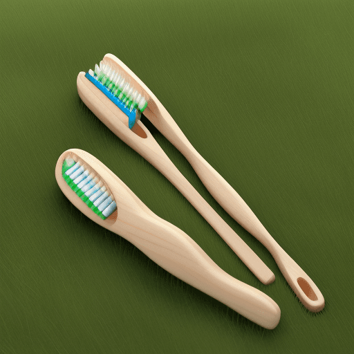 AI generated: one wooden toothbrush with grass