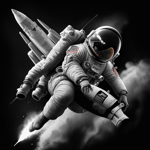 AI generated: Black and Gray Tattoo, solid bold lines, image of astronaut depicted as a cowboy, the astronaut is r...