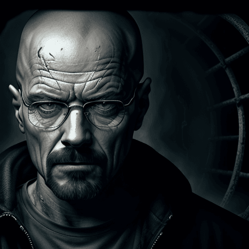 AI generated: Walter white from Breaking Bad, in a mystical cage in hell, scary, epic, apocalypse, very detailed,