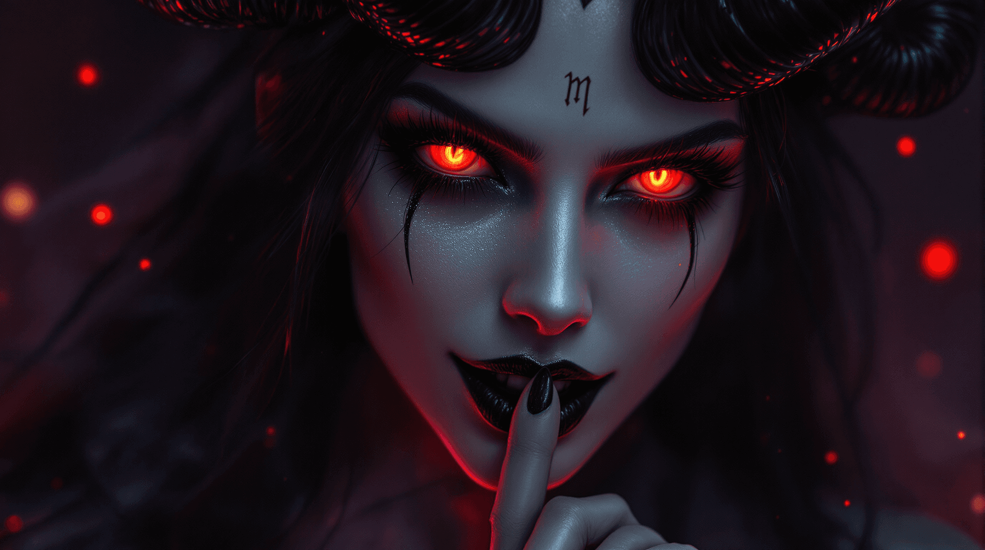 AI generated: A seductive female demon queen in a dramatic close-up portrait, reminiscent of Beksiński's dark myst...