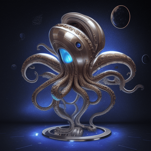 AI generated:  shiny metal octopus spaceship