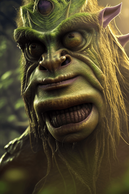 AI generated: bogtroll closeups, lord of the bogtrolls, natural habitat, secret, sneaky, devious, masters, 8k, nan...