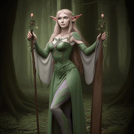 AI generated: Ember Oakheart, a wood elf druid, possesses a captivating and ethereal beauty that reflects her deep...