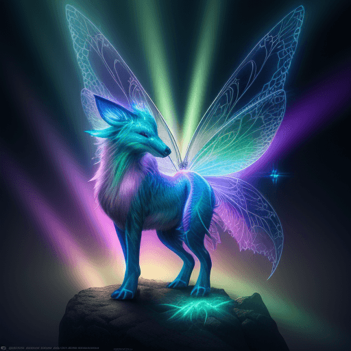 AI generated: fantasy animal made of neon rays, ultra detailed, fairy lighting, photorealistic, bright colors, vol...