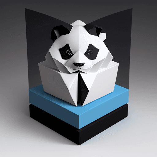 AI generated: Rounded edges square mobile app logo design, 3d origami of a black and white panda, subtle gradient,...