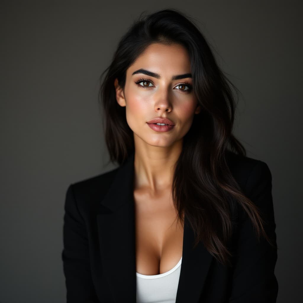 AI generated: A 31-year-old Jewish-American woman with olive-toned skin, long dark hair parted to the side, wearin...