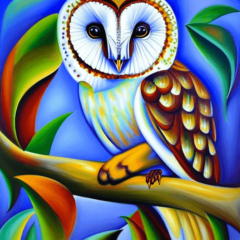 AI generated: Ralistic, ((Masterpiece, best quality)), extremely cute barn owl perching on branch in dream park, i...