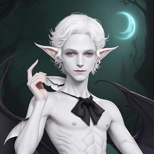 AI generated: DnD Changeling, good looking, fey like appearence, pale figure, cute young playful with bow , white ...