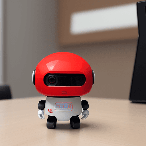 AI generated: Crea una imagen de un pequeño bot con un cuerpo de color blanco o rojo, el bot debe estar llegando a...