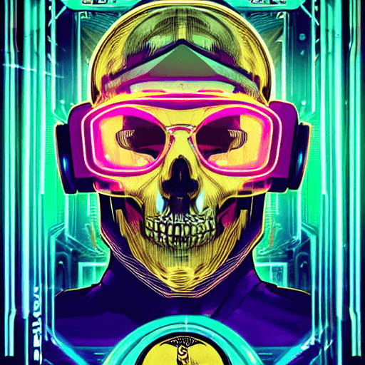 AI generated: nft style, cyberpunk, synthwave, tarot card with intricate detailed frame around the outside | with ...