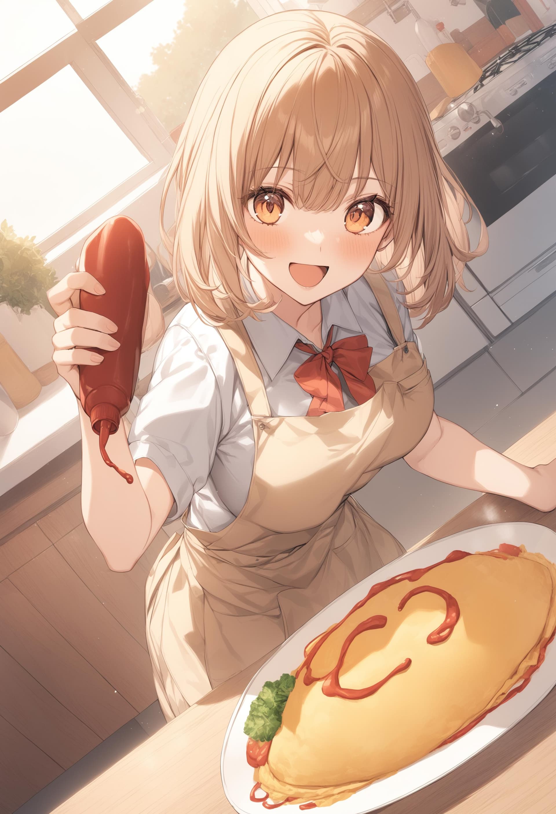 [Illust&XL] Lettering on omurice / オムライスお絵描き / 文字入れ / ケチャップ