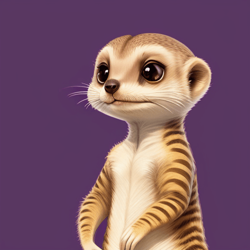 AI generated: A portrait of a bored meercat caricature. bright purple background
