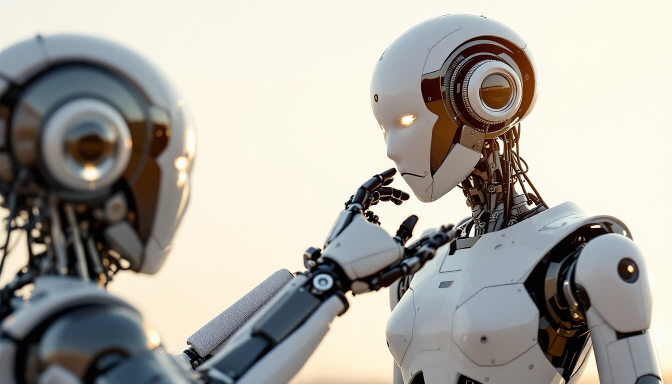 AI generated: Humans x robot  8k , double
