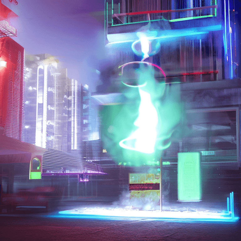 AI generated: futuristic thaifood, night, thailand, neon light, volumetric smoke, volumetric light, octane render,...