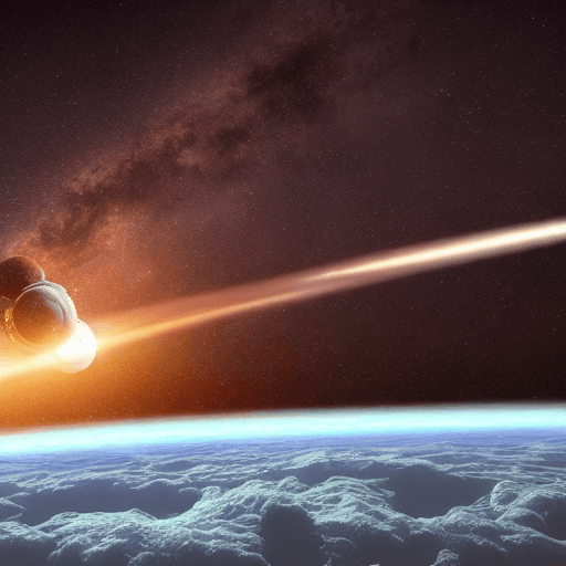 AI generated: hyper realistic photo of an alien space station | planet in the background | light shinning from one...