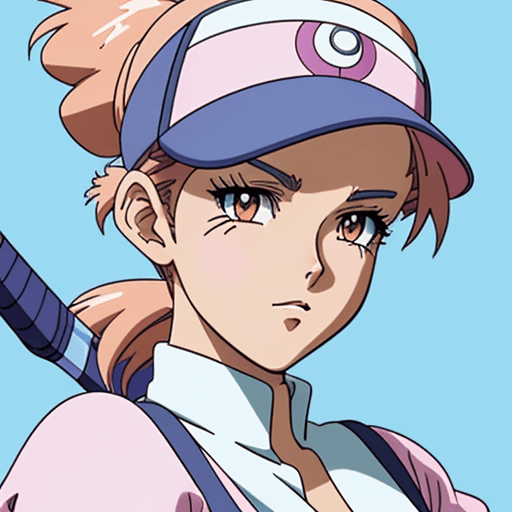 AI generated: a close up of a woman in a uniform with a tennis racket, retro anime girl, misty from pokemon, 8 0 s...