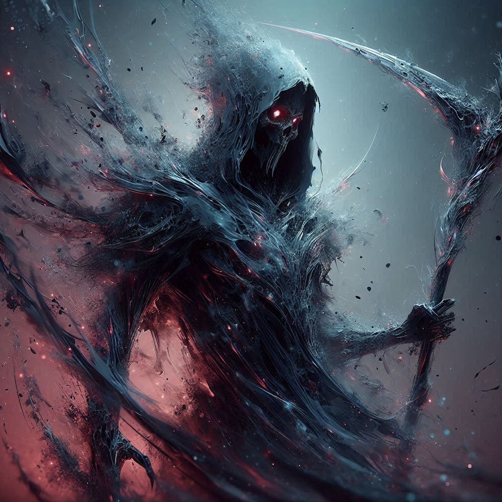 AI generated: A stunning 3D model of an enigmatic, shadowy figure emerging from the void, his form constantly shif...