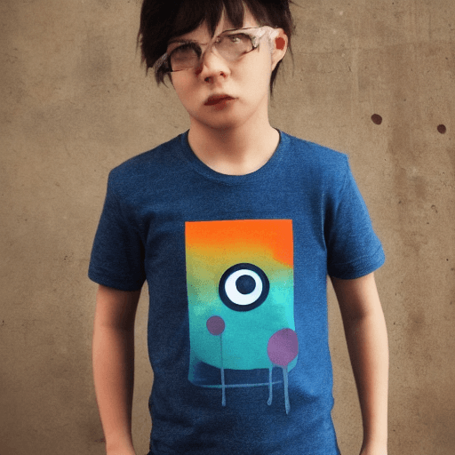 AI generated: Boy, T-Shirt, lofi colors, lofi vibes, extra eyes