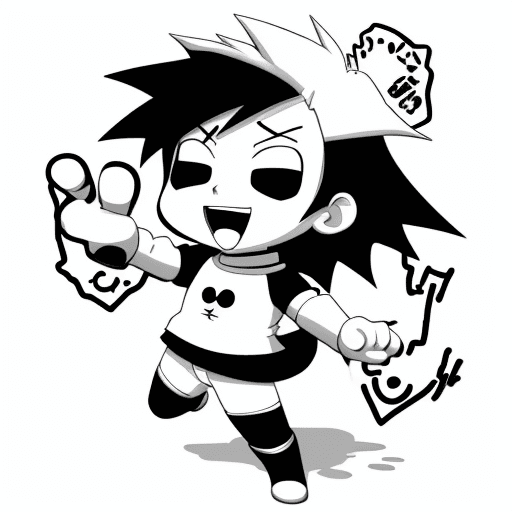 AI generated: Line graphic design cartoon, animeLine graphic design cartoon, anime, {{{{{{black and white style}}}...