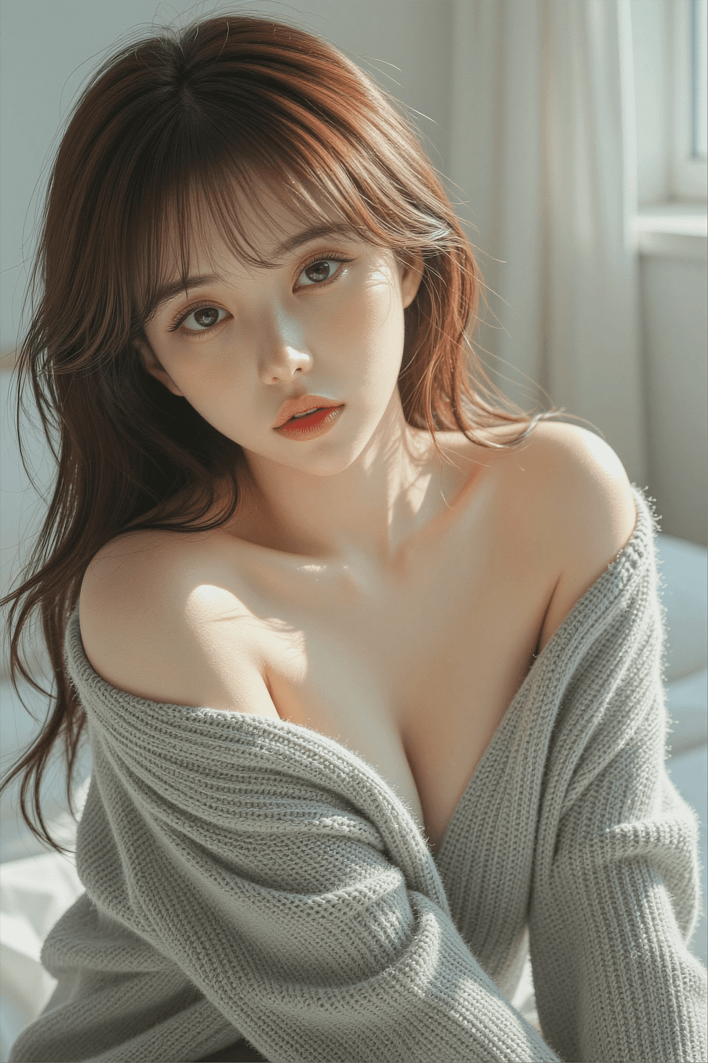 AI generated: A highly detailed, photorealistic, cinematic medium close-up of a beautiful young East Asian woman w...