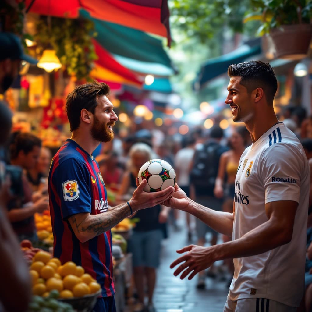AI generated: "A bustling Mediterranean-style market with colorful stalls selling fruits, clothes, and street food...