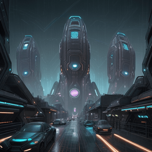 AI generated: an alien world, a futuristic society with architectural structures sequenced to follow the patterns ...