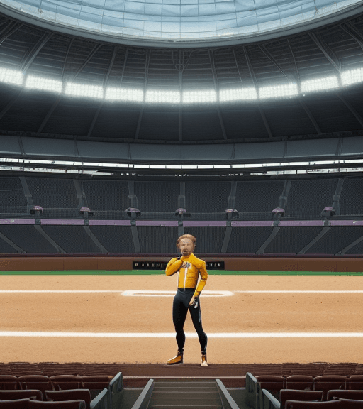 AI generated: a beautiful ginger hamster in an empty stadium on his own looking pensive, soft focus, SLR image, sp...