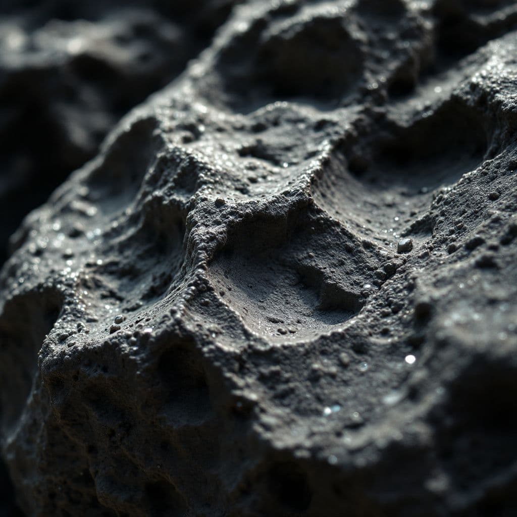 AI generated: A close-up of a meteor, with a focus on its surface. The style is realistic, with a focus on the det...