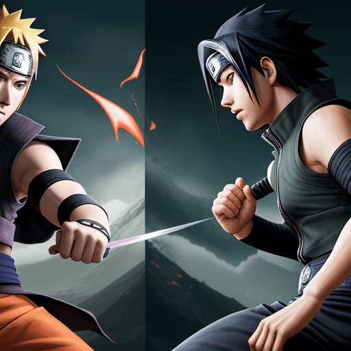 AI generated: High resolution photography of Naruto vs Sasuke