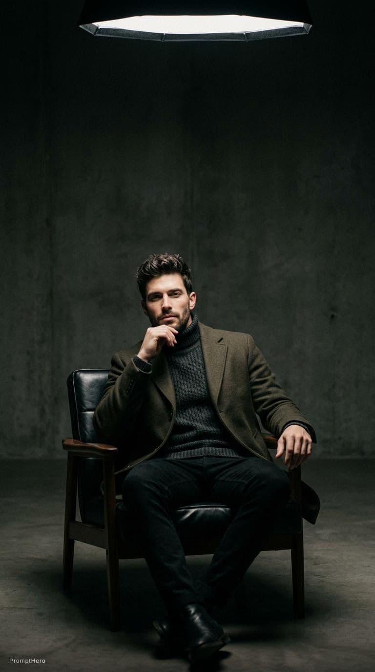 AI generated: high-end portrait photography, editorial studio photography, cinematic color grading, vertical compo...