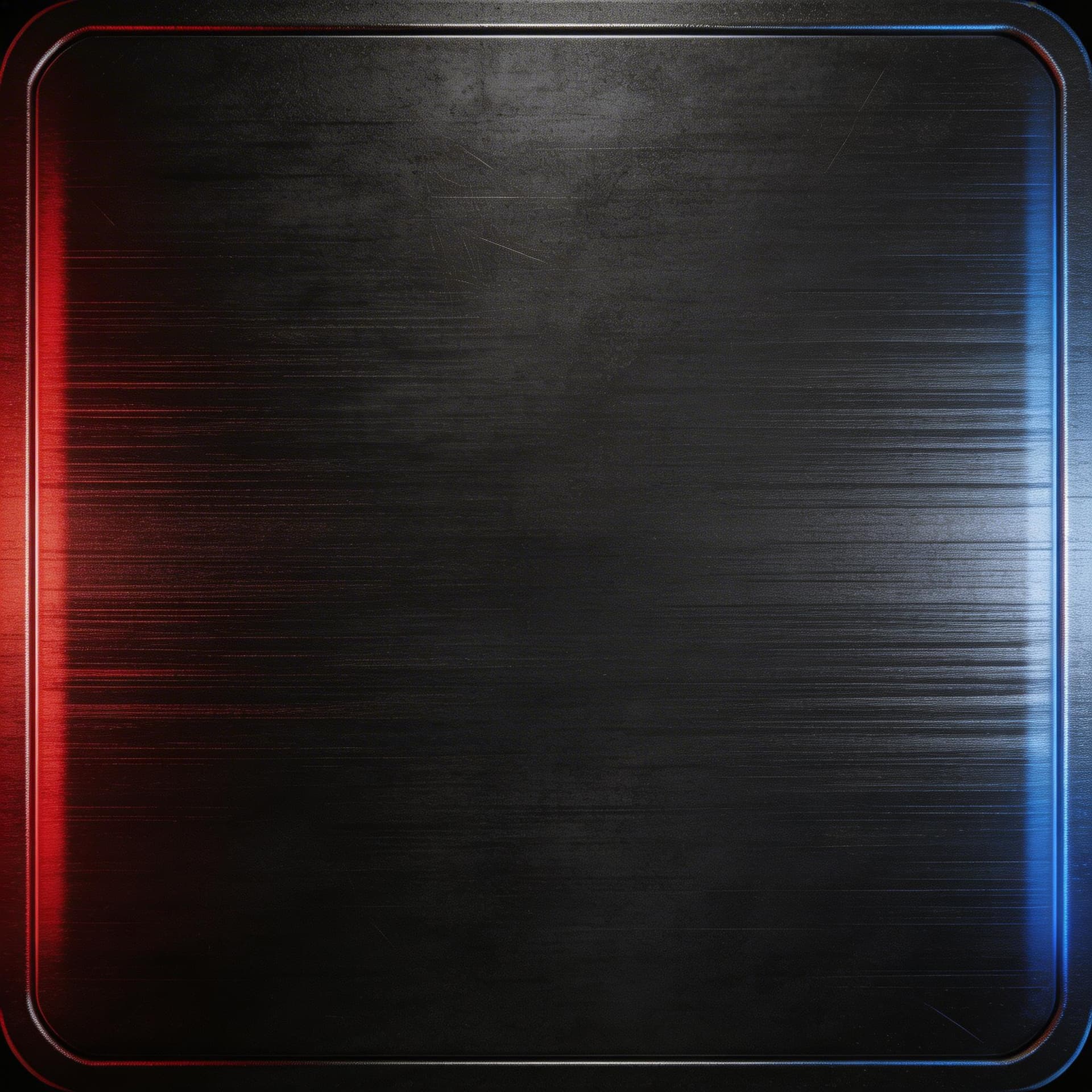 AI generated: square dark metallic texture background, black and gunmetal tones, sharp reflections, dramatic red a...