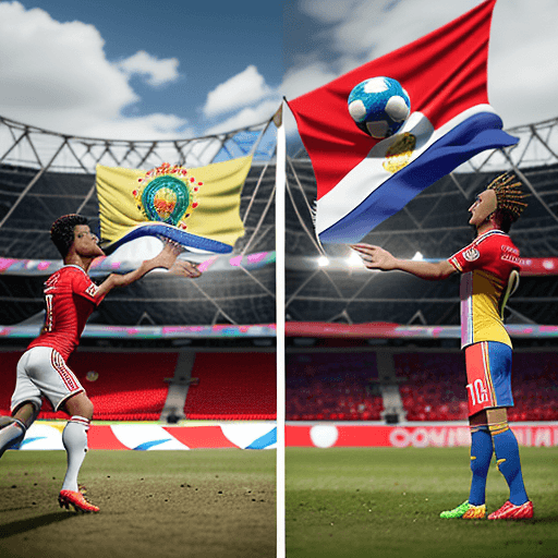 AI generated: “Imagina una imagen que comunique el partido Perú vs Colombia, colocando las banderas de cada país. ...