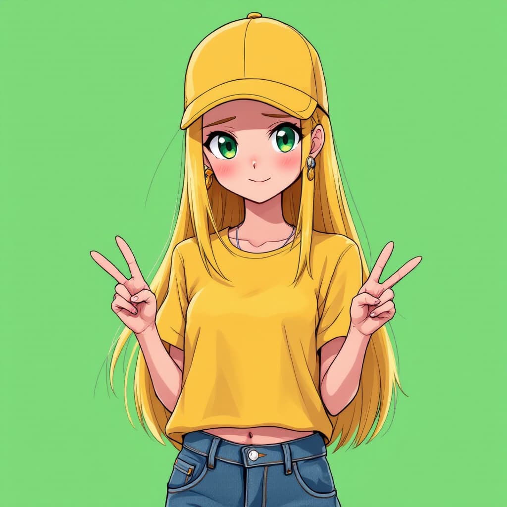 AI generated: 1girl, upper body, (dark simple yellow cap:1.3), a character portrait, trending on Artstation, digit...