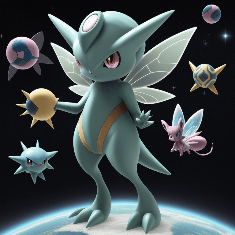 AI generated: Fake pokemon from space, alien,cosmic pokemon, ghost type space plasma pokemon