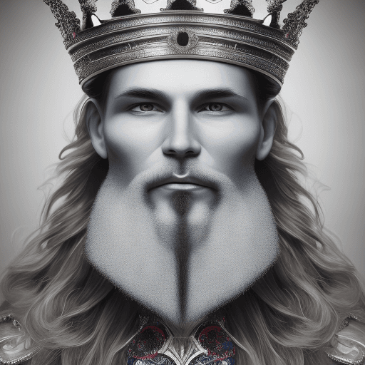 AI generated: King Wearing Crown Portrait, Looking Forward, Clean-shaven, Facial Details, Serious And Angry, Upper...