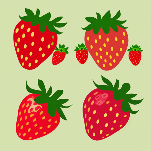 AI generated: set of strawberries Vector Cartoon Style