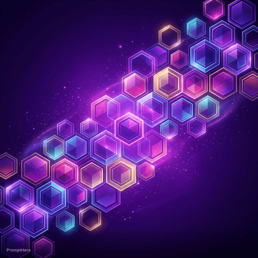 AI generated: fond violet avec hegagone