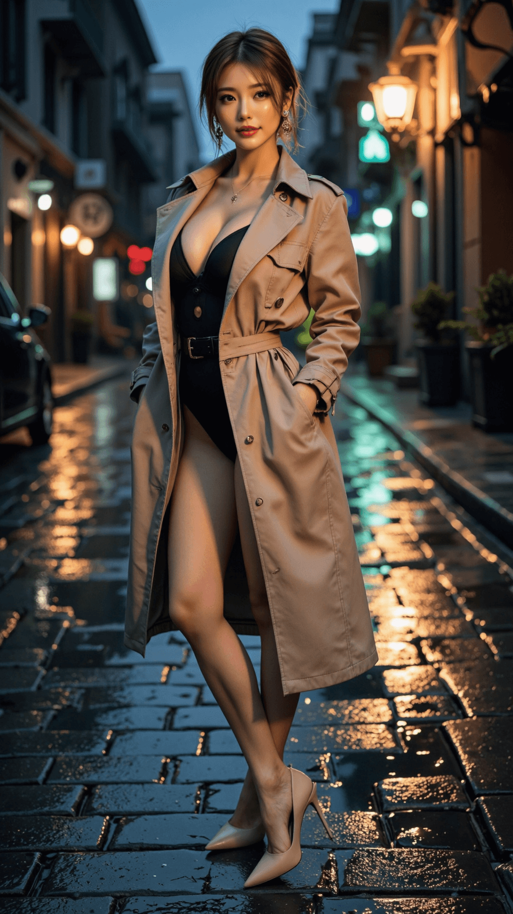 AI generated: High-fashion magazine editorial portrait, a stylish chinese woman in her early 30s, sharp features, ...