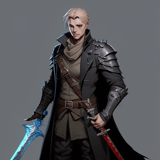 AI generated: with a sword and a long trenchcoat, rpg character art, rpg portrait concept art, detailed character ...