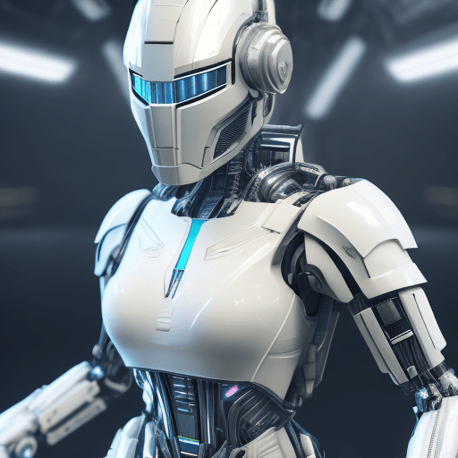 AI generated: hyperrealistic photo, commercial photography, fullbody armed fine female figure in a white sci-fi su...